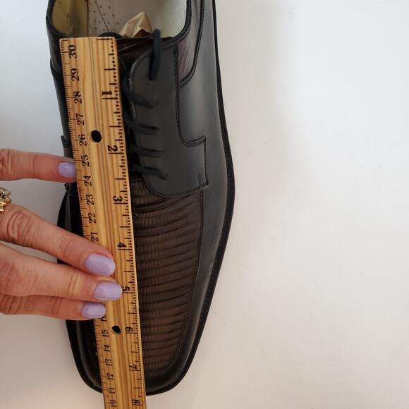 Julio Blanco Mens Brown Black Lizard Leather Handmade Tie Oxfords SZ 12M Spain main image 11